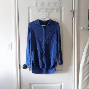 Rachel Roy Royal Blue Gauzy Button Up Shirt